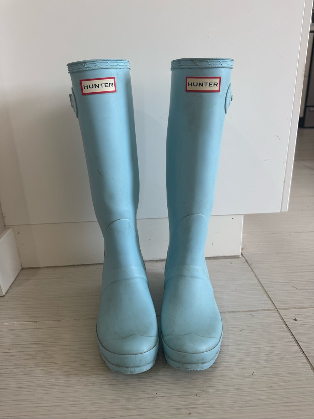 Hunter Tall Rain Boots in Pastel Blue